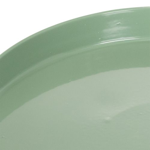 Piatto decorativo in metallo, verde, base rotonda, vassoio per composizioni floreali, 20 cm | Floristik24.it