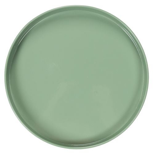 Piatto decorativo in metallo, verde, base rotonda, vassoio per composizioni floreali, 20 cm | Floristik24.it