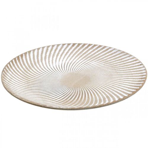 Floristik24 Piatto decorativo rotondo bianco marrone scanalature decorazione da tavola Ø30cm H3cm