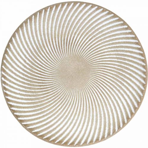 Prodotto Piatto decorativo rotondo bianco scanalature marrone decorazione della tavola Ø35cm H3cm