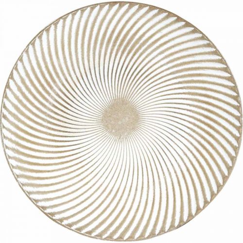 Prodotto Piatto decorativo rotondo bianco scanalature marrone decorazione della tavola Ø40cm H4cm