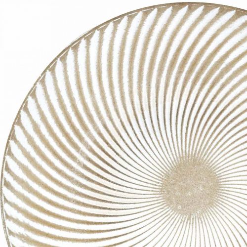 Prodotto Piatto decorativo rotondo bianco scanalature marrone decorazione della tavola Ø40cm H4cm