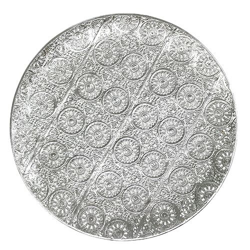 Floristik24 Piatto decorativo argento con ornamento Ø32cm