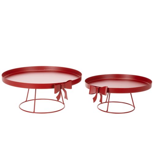 Vassoio decorativo su supporto con fiocco in metallo, 30 cm, set da 2 pezzi acquistare | Floristik24.it