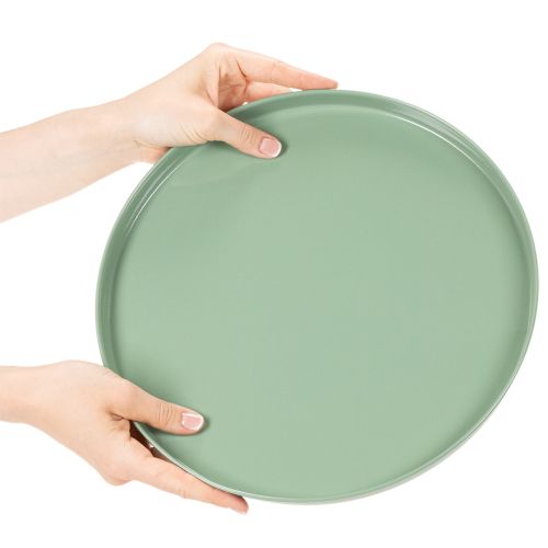 Piatto decorativo rotondo verde con supporto per la tavola, 30 cm | Floristik24.it