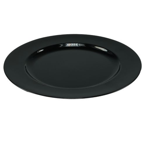 Piatto decorativo nero piatto in plastica lucida Ø28cm H2cm