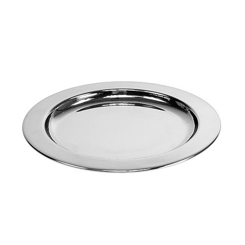 Floristik24 Piatto decorativo in metallo Ø14,5cm argento 1pz