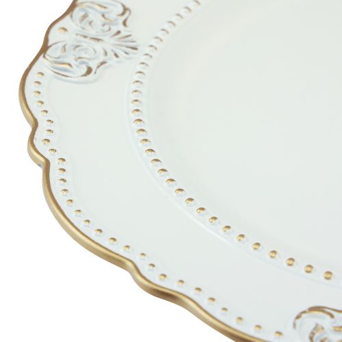 Prodotto Piatto decorativo piatto rotondo antico in plastica bianco oro Ø33 cm