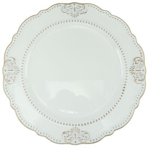 Prodotto Piatto decorativo piatto rotondo antico in plastica bianco oro Ø33 cm