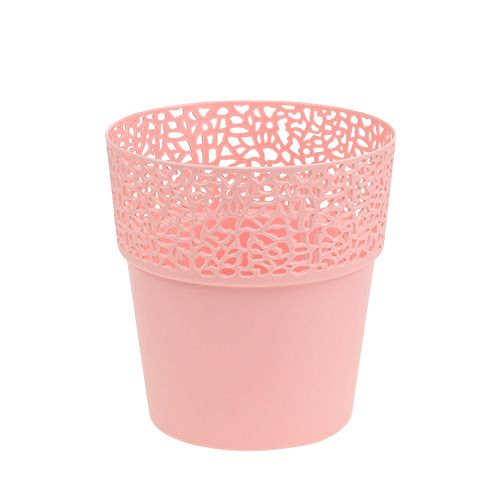 Floristik24 Vaso decorativo in plastica rosa Ø13 cm A13,5 cm 1 pz