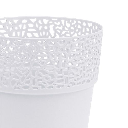 Floristik24 Vaso decorativo in plastica bianca Ø13cm H13,5cm 1 pezzo