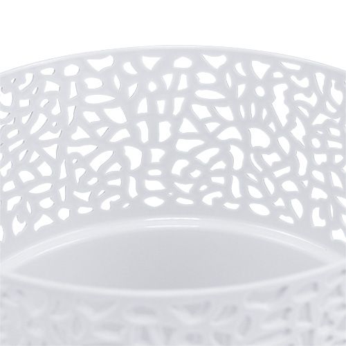 Floristik24 Vaso decorativo in plastica bianca Ø13cm H13,5cm 1 pezzo