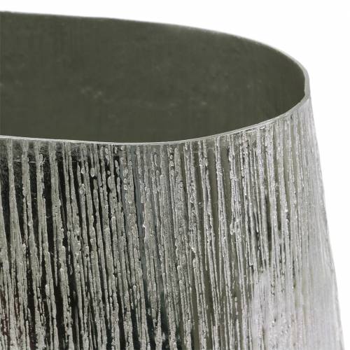 Floristik24 Vaso decorativo ovale argento 35 cm x 19 cm H29 cm