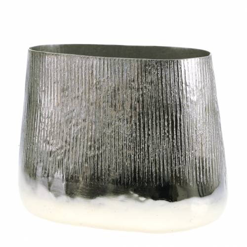 Vaso decorativo ovale argento 35 cm x 19 cm H29 cm