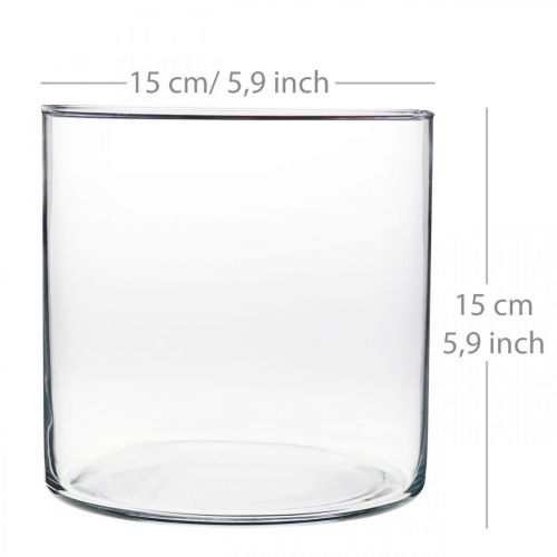 Prodotto Vaso decorativo cilindro in vetro trasparente Ø15cm H15cm