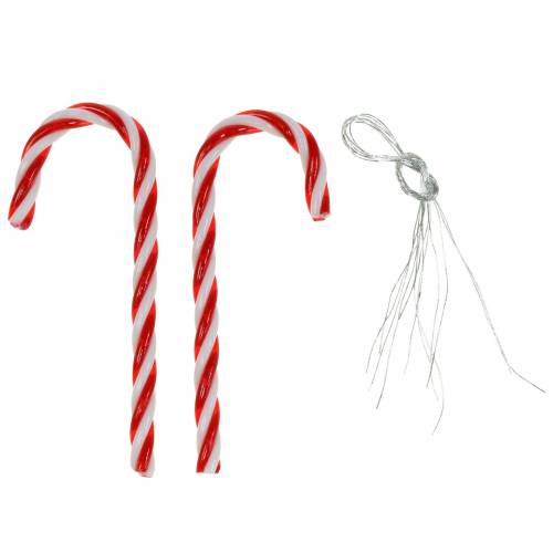 Floristik24 Bastoncino di zucchero decorativo rosso / bianco 9 cm 6 pezzi