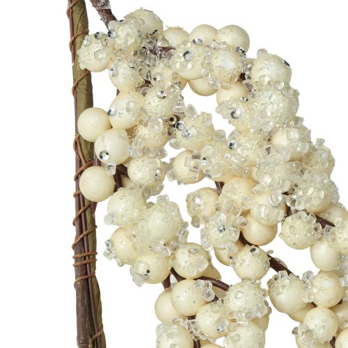 Prodotto Ghirlanda invernale decorativa con rami di bacche di neve color crema, 130 cm