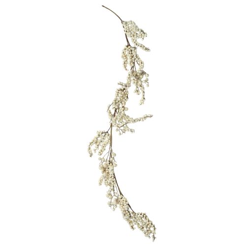 Prodotto Ghirlanda invernale decorativa con rami di bacche di neve color crema, 130 cm