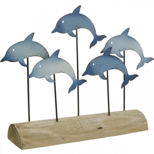 Delfini da ambientare, decoro mare, decoro marittimo in metallo H24.5cm L32.5cm