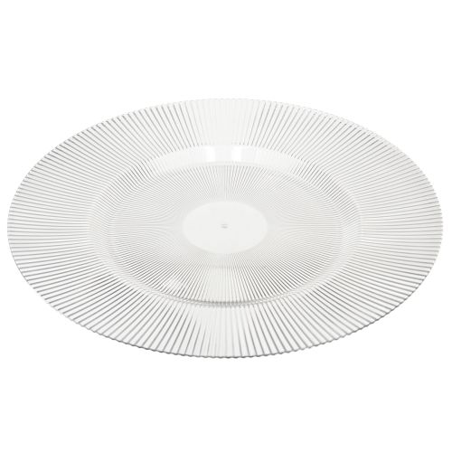 Prodotto Piatto decorativo con scanalature piatto in plastica piatto in plastica trasparente Ø33cm