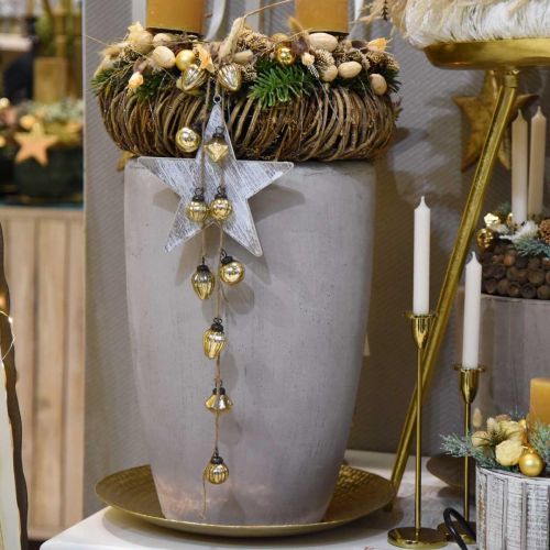 Floristik24 Mini palline di albero, diamante / palla / cono, impiccagioni per alberi mix di aspetto antico Ø3–3,5 cm H4,5–5,5 cm 9 pezzi