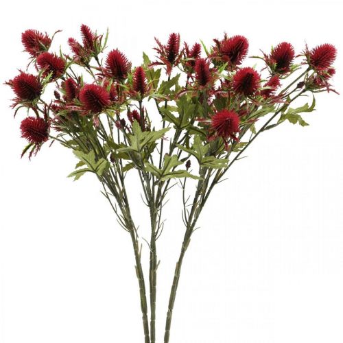 Floristik24 Fiore artificiale di cardo rosso bordeaux 10 teste di fiori 68 cm 3 pezzi