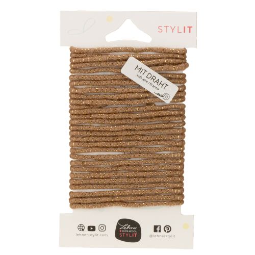 Prodotto Cordoncino di lana marrone con filo dorato, 5 m x 5 mm con filo, per decorazioni e lavori artigianali