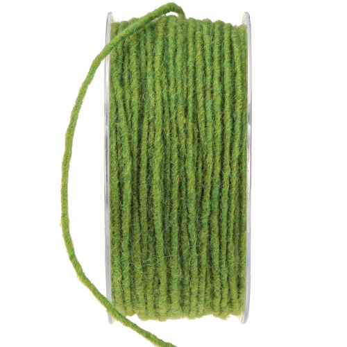 Prodotto Filo di stoppino, cordino di lana, cordino di feltro verde muschio 3 mm 100 m