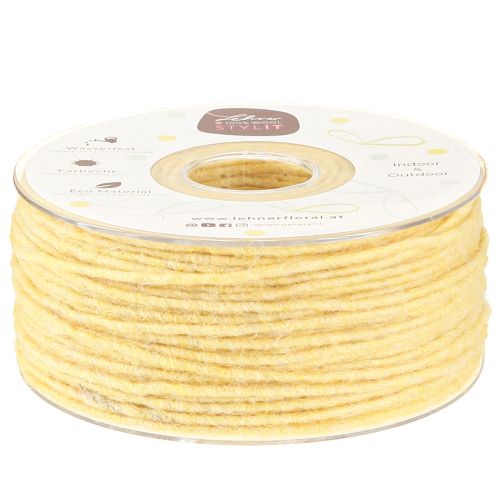 Prodotto Filo di stoppino cordone di lana cordone di feltro filo di lana giallo Ø3mm 100m