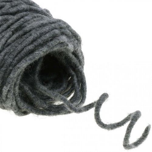 Prodotto Filo in feltro cordoncino in lana di pecora grigia 30m