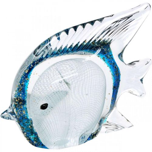Floristik24 Figura di pesce dottore in vetro con glitter 14 cm