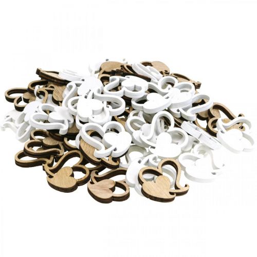 Prodotto Doppio cuore in legno, decorazione sparsa cuori nuziali B3cm 72 pz