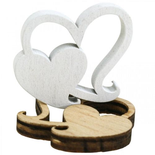 Doppio cuore legno, decoro sparsi cuori matrimonio B3cm 72 pezzi