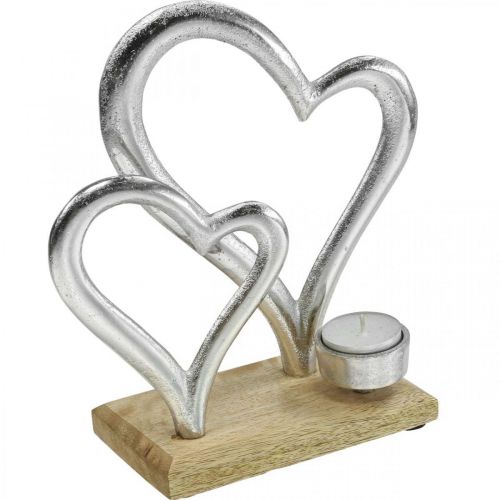 Floristik24 Porta tea light cuore decorazione metallo decorazione tavola legno 22cm