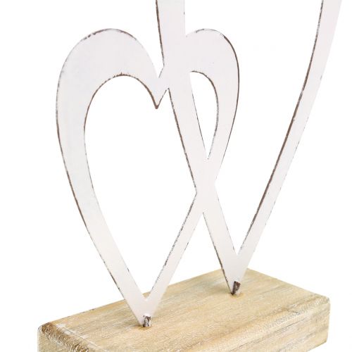 Floristik24 Doppio cuore bianco ai piedi H18cm