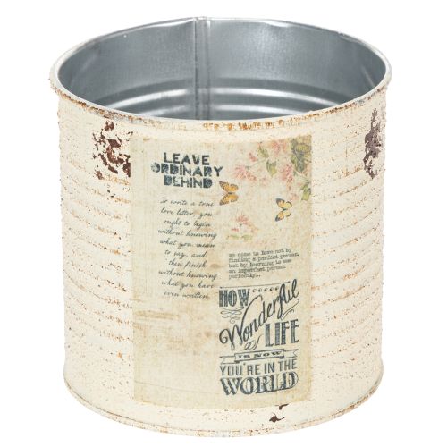Floristik24 Vaso in latta color crema, stile shabby chic, Ø11cm H10.5cm