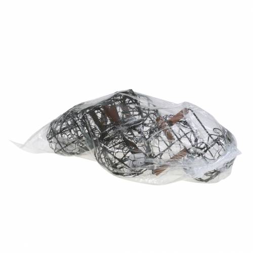 Prodotto Variante mini cestino in filo metallico con manico in legno, marrone ruggine, H 10,5–11,5 cm, 9 pezzi