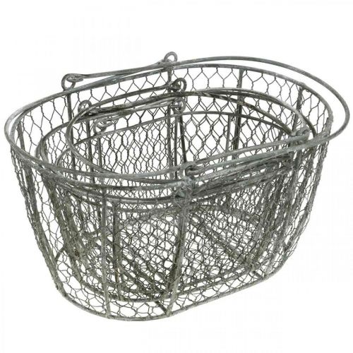 Prodotto Cesto in filo metallico, cestino pasquale, cestino decorativo in metallo L32/28,5/25 cm set di 3