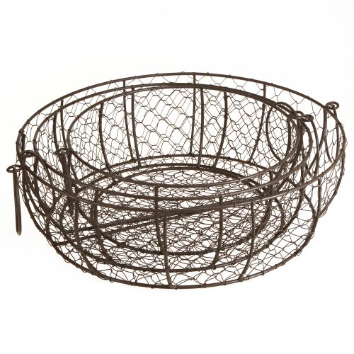 Floristik24 Ciotola con manico in filo metallico marrone Ø35/30/25cm set da 3