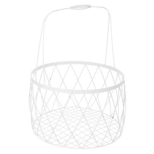 Prodotto Cesto in filo metallico con manico, in metallo bianco, Ø25/30/35 cm, set da 3
