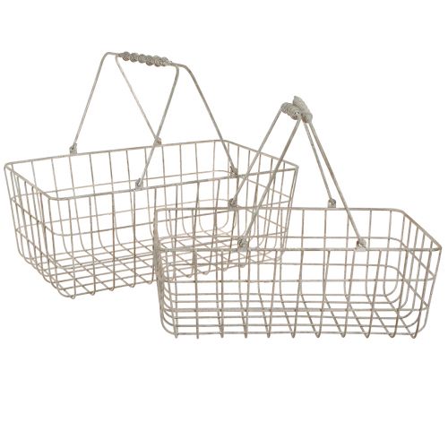 Prodotto Cesto in filo con manici grigio 34×20,5 cm / 38×24,5 cm set da 2 pezzi