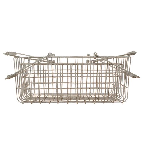 Prodotto Cesto in filo con manici grigio 34×20,5 cm / 38×24,5 cm set da 2 pezzi