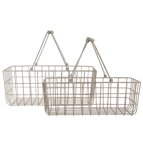 Prodotto Cesto in filo con manici grigio 34×20,5 cm / 38×24,5 cm set da 2 pezzi