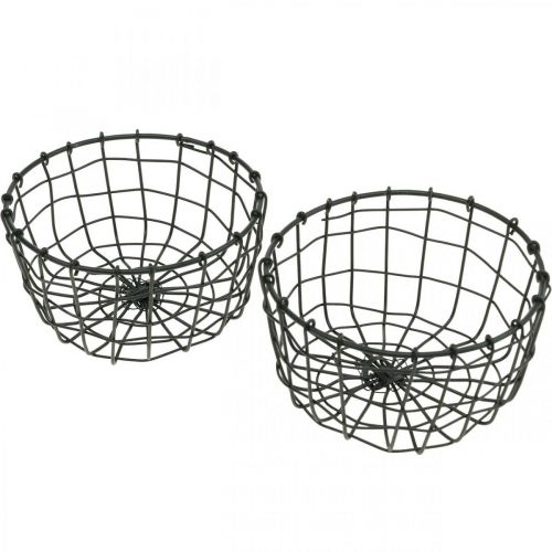 Floristik24 Cesto per piantare, mini cesto in filo metallico, cesto per piantare rotondo Ø12cm H6.5cm 2 pezzi