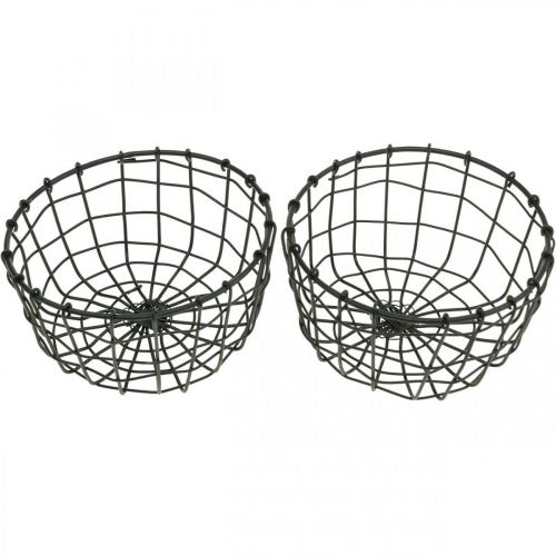 Floristik24 Cesto per piantare, mini cesto in filo metallico, cesto per piantare rotondo Ø12cm H6.5cm 2 pezzi