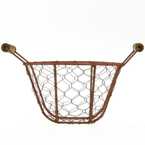 Prodotto Cestino in filo metallico con manico in legno ruggine decorazione Ø18cm