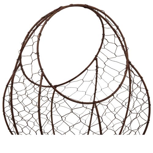 Prodotto Cesto in filo metallico Cestino in metallo ruggine con manico 22,5x11,5x26,5 cm