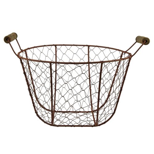 Prodotto Cestino in filo metallico vintage rotondo con manico in metallo ruggine Ø26,5cm