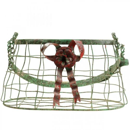 Floristik24 Borsa con manico, cestino in metallo, fioriera in filo metallico, cestino per fioriera L28,5 cm H33 cm