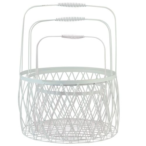 Prodotto Cestino in filo con manico cestino in metallo bianco Ø25/30/35cm set da 3